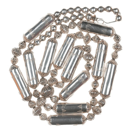 34" Martha Willeto Navajo pearl tubes and beaded sterling necklace - Estate Fresh Austin