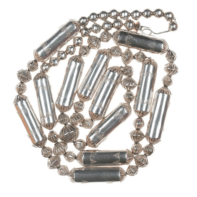 34" Martha Willeto Navajo pearl tubes and beaded sterling necklace - Estate Fresh Austin