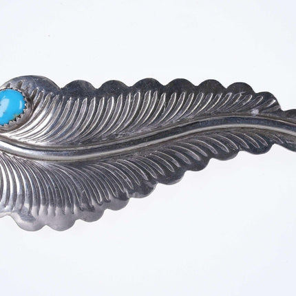 Vintage Native American Sterling/Turquoise Feather pin