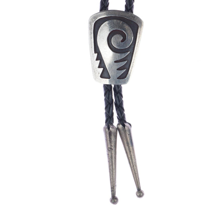 36" c1950 Hopi or Navajo overlay bolo tie sterling - Estate Fresh Austin