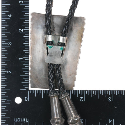 38" Jefferson Abeyta Navajo sterling and turquoise bolo tie - Estate Fresh Austin