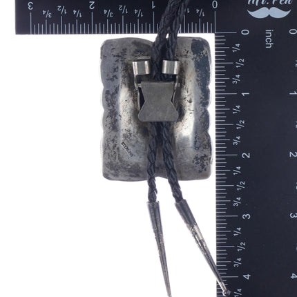 38" Large Vintage Navajo square concho sterling bolo tie - Estate Fresh Austin
