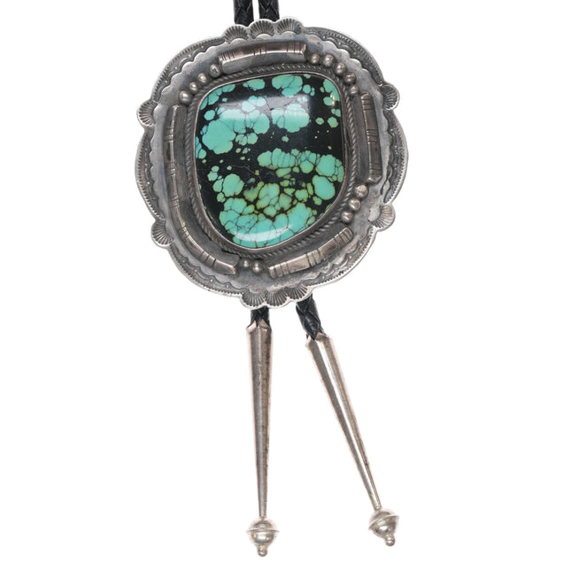 38" Robert Johnson Navajo sterling and turquoise bolo tie - Estate Fresh Austin