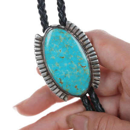 38" Vintage Navajo Modernist style turquoise bolo tie - Estate Fresh Austin