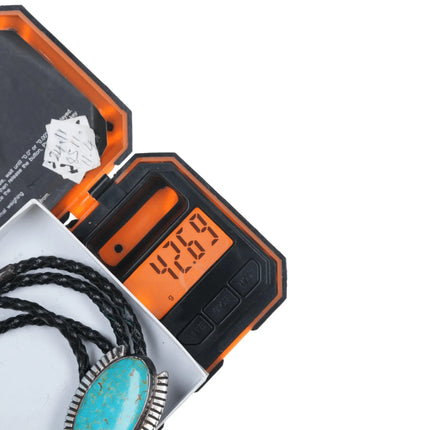 38" Vintage Navajo Modernist style turquoise bolo tie - Estate Fresh Austin