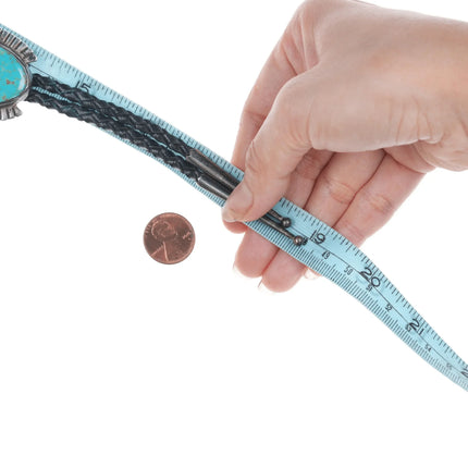 38" Vintage Navajo Modernist style turquoise bolo tie - Estate Fresh Austin