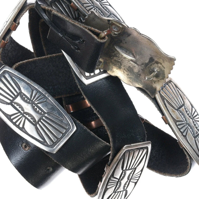 39"-42" Vintage Southwestern sterling concho belt - Estate Fresh Austin