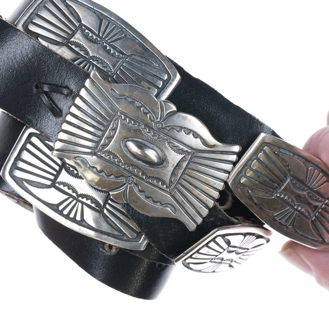 39" - 42" Vintage Southwestern sterling concho belt - Estate Fresh Austin