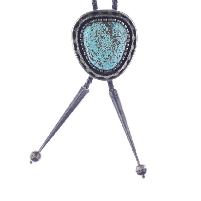 39" Leonard Bruce Hodgins Navajo sterling #8 Turquoise bolo tie - Estate Fresh Austin