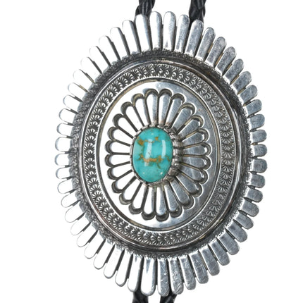 39" Vintage LJ Navajo Sterling bolo tie with high grade Royston turquoise - Estate Fresh Austin