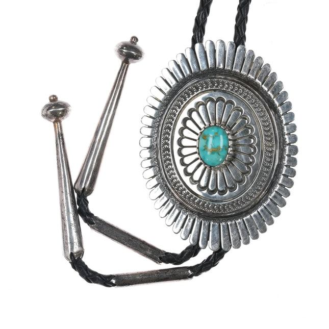 39" Vintage LJ Navajo Sterling bolo tie with high grade Royston turquoise - Estate Fresh Austin