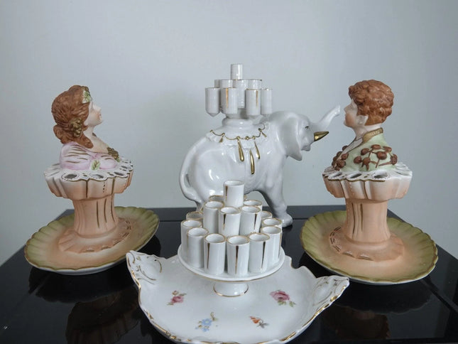 4 1950's Figural holder Ashtrays Germany, Czechoslovakia, Ardalt Japan - Estate Fresh Austin