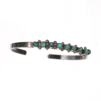 4" 40's-50's Zuni silver snake eye turquoise baby cuff bracelet - Estate Fresh Austin