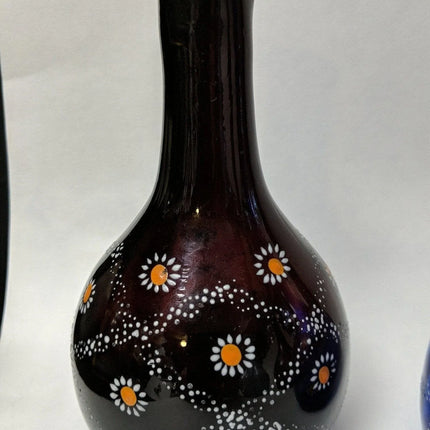 4 Antique Barber Bottles Amethyst Cobalt Blue Opalescent Glass - Estate Fresh Austin