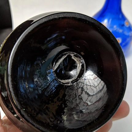 4 Antique Barber Bottles Amethyst Cobalt Blue Opalescent Glass - Estate Fresh Austin