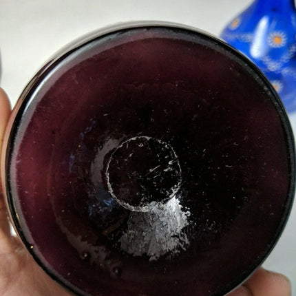 4 Antique Barber Bottles Amethyst Cobalt Blue Opalescent Glass - Estate Fresh Austin