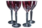 4 Bohemian 6 Panel Cranberry Overlay Wine goblets - Estate Fresh Austin