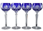 4 Bohemian Ajka Caroline Cobalt Blue Water Goblets - Estate Fresh Austin