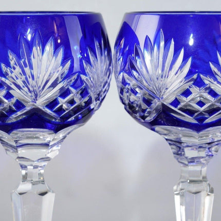 4 Bohemian Ajka Caroline Cobalt Blue Water Goblets - Estate Fresh Austin