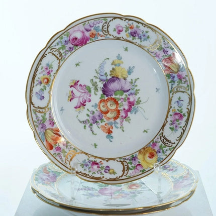 4 c1900 8.25" hand painted Dresden plates - Estate Fresh Austin
