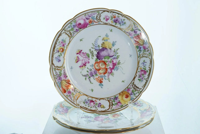 4 c1900 8.25" hand painted Dresden plates - Estate Fresh Austin