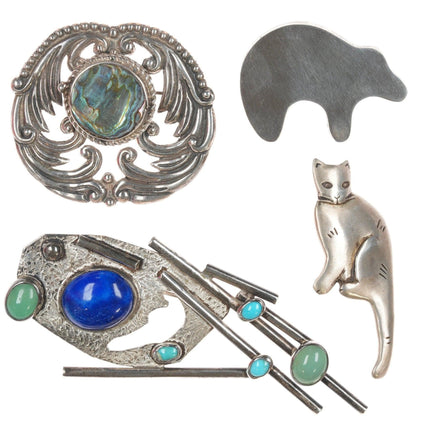 4 Fun Vintage Sterling and stone pins - Estate Fresh Austin