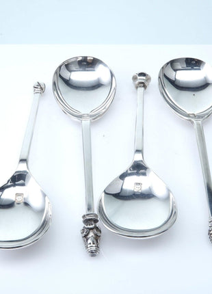 4 nice British sterling Spoons with intricate figures on top - Estate Fresh Austin