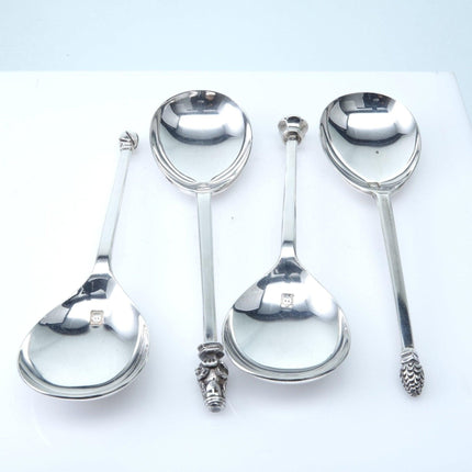 4 nice British sterling Spoons with intricate figures on top - Estate Fresh Austin