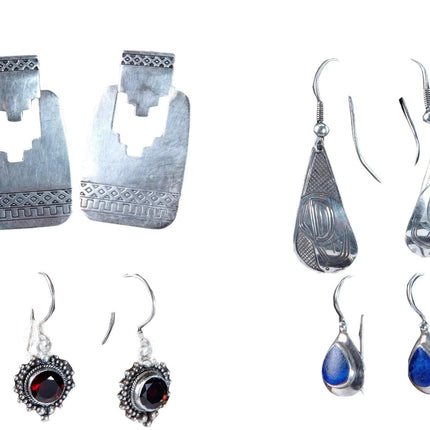 4 Pairs Navajo and Artisan Sterling Earrings - Estate Fresh Austin