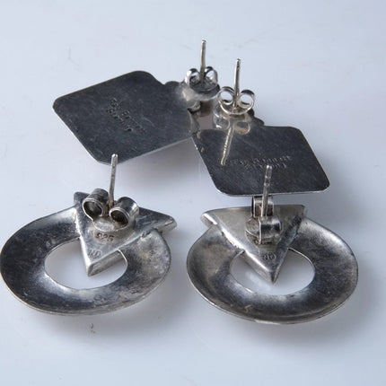 4 Pairs Navajo Sterling and Mexican Silver vintage earrings - Estate Fresh Austin
