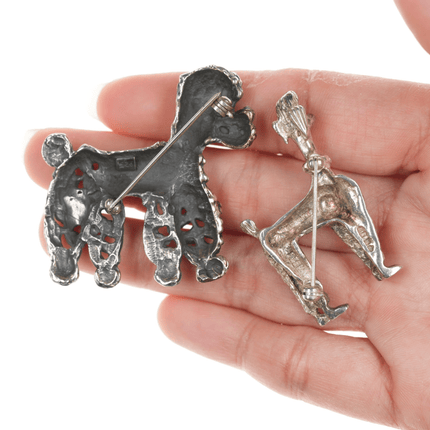 4 retro Sterling silver French Poodle pins - Estate Fresh Austin