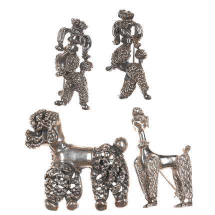 4 retro Sterling silver French Poodle pins - Estate Fresh Austin