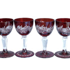 4 Ruby Bohemian Etched Cordial Glasses - Estate Fresh Austin