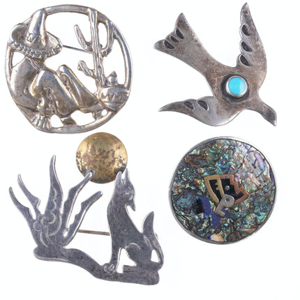 4 Vintage Southwestern sterling pins - Estate Fresh Austin