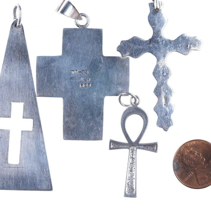 4 Vintage Sterling silver Cross pendants j - Estate Fresh Austin