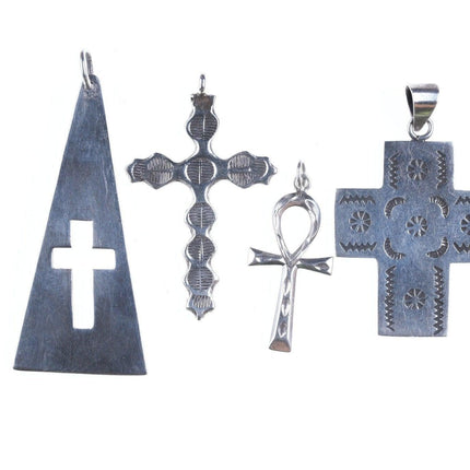 4 Vintage Sterling silver Cross pendants j - Estate Fresh Austin