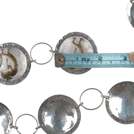 40" Southwestern Sterling/brass Kokopelli concho belt - Estate Fresh Austin