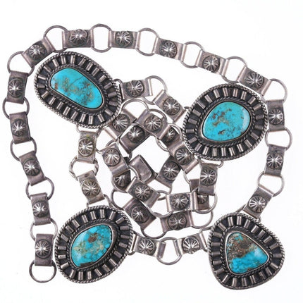 40's-50's 24" Navajo Silver and turquoise necklace - Estate Fresh Austin