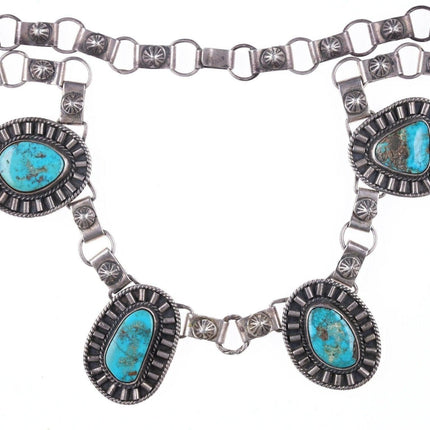 40's-50's 24" Navajo Silver and turquoise necklace - Estate Fresh Austin
