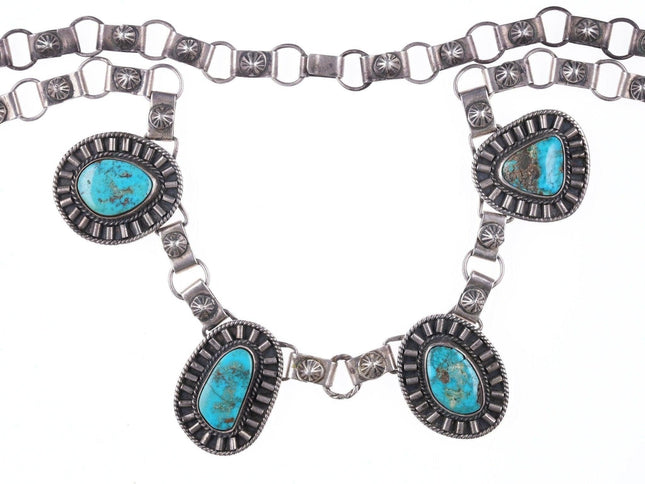 40's-50's 24" Navajo Silver and turquoise necklace - Estate Fresh Austin