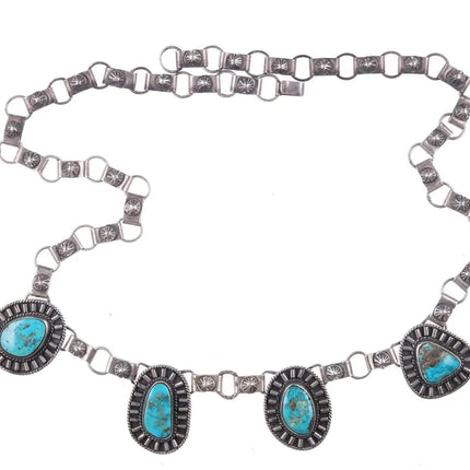 40's-50's 24" Navajo Silver and turquoise necklace - Estate Fresh Austin