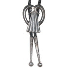 40's-50's Native American cast silver bolo tie with fancy tips - Estate Fresh Austin