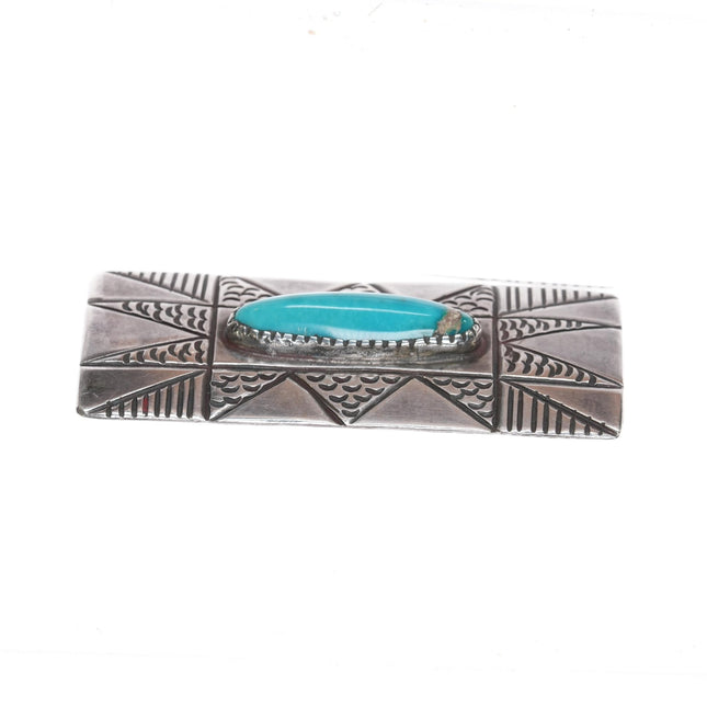 40's - 50's Navajo Blue gem turquoise silver pin - Estate Fresh Austin