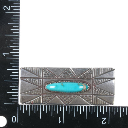 40's - 50's Navajo Blue gem turquoise silver pin - Estate Fresh Austin