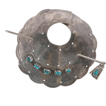 40's-50's Navajo Ponytail holder Silver and turquoise hair piece - Estate Fresh Austin
