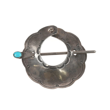 40's-50's Navajo Ponytail holder Silver hair piece with turquoise - Estate Fresh Austin