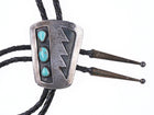 40's-50's Navajo Silver overlay style bolo tie with turquoise - Estate Fresh Austin