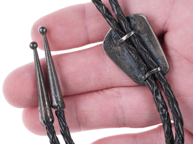 40's-50's Navajo Silver overlay style bolo tie - Estate Fresh Austin