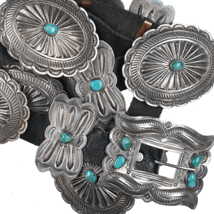 40's - 50's Navajo stamped silver Butterfly concho belt - Estate Fresh Austin