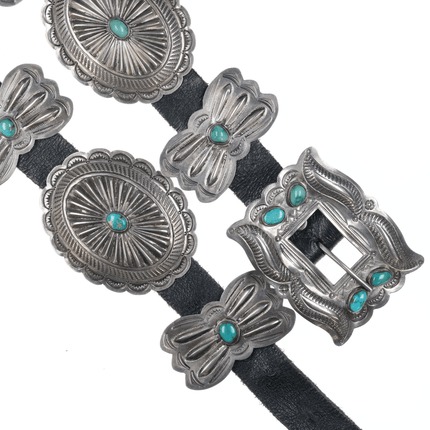 40's - 50's Navajo stamped silver Butterfly concho belt - Estate Fresh Austin